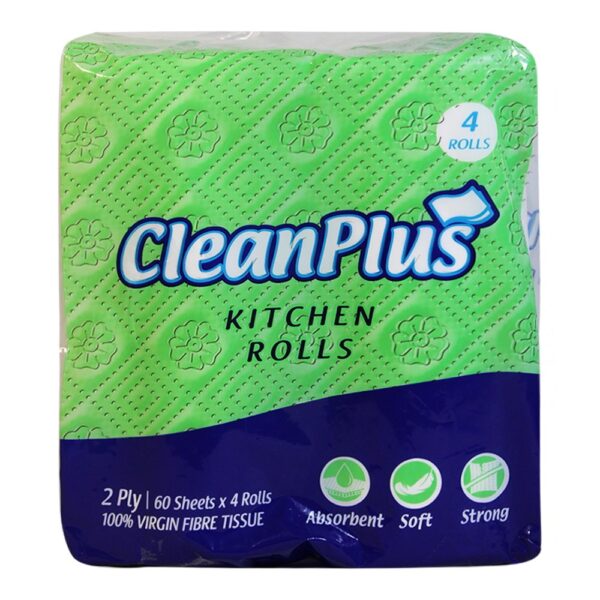Clean Plus Kitchen Roll 60 Pulls : 4 Units