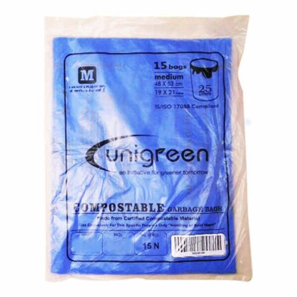 Unigreen Compostable Green Garbage Bag 19X21 Inches : 15