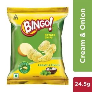 Bingo Potato Chips - Original Style, Cream & Onion, 24.5 g Pouch
