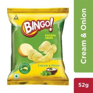 Bingo Potato Chips  Cream & Onion, 52 g Pouch