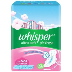Whisper Ultra Soft Air Fresh Sanitary Pads - With Wider & Longer Back, XL, 50 pcs