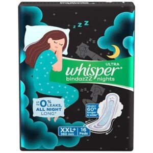 Whisper Ultra Overnight Sanitary Pad With Wings - XXL Plus, 16 pcs
