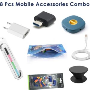 8PCS MOBILE ACCESSORIES COMBO IN ZIP PRINTED POUCH BAG