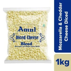 Amul Pizza Cheese Diced - Mozzarella & Cheddar Blend 1 KG Pouch