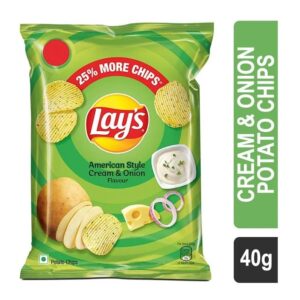 Lays American Style Cream & Onion Flavour Chips : 40 gms